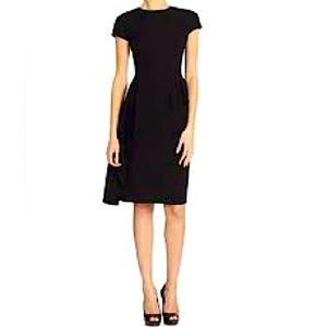 ❤️ Teri Jon by Ricki Freeman Black Peplum Short Sleeve Sheath Dress Size 2